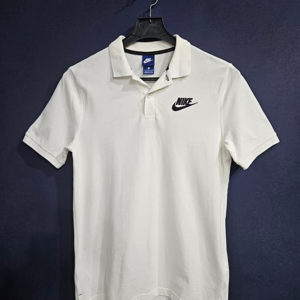 나이키 자수 화이트 남성 슬림핏 100 카라반팔티 