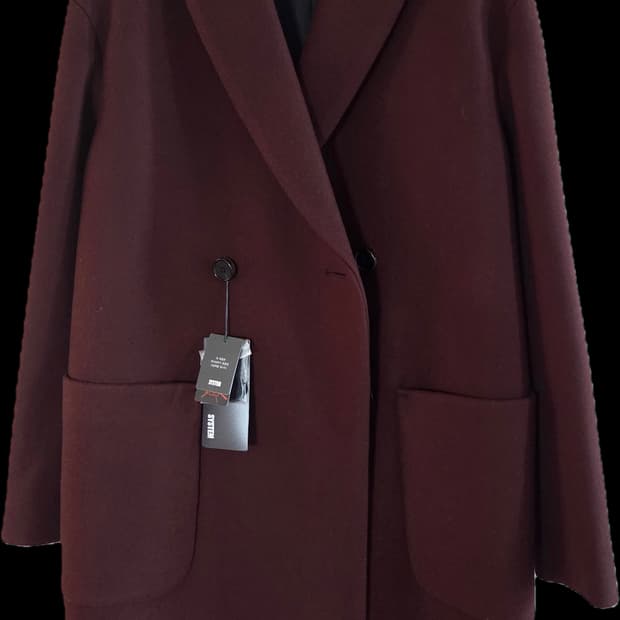 시스템 옴므 캐시미어 블랜디드 오버핏 더블 코트 와인