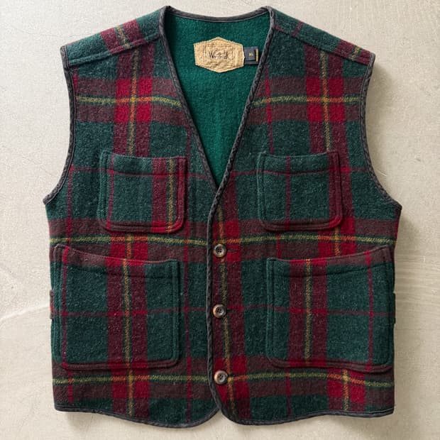 90s Woolrich Check Wool Hunting Vest