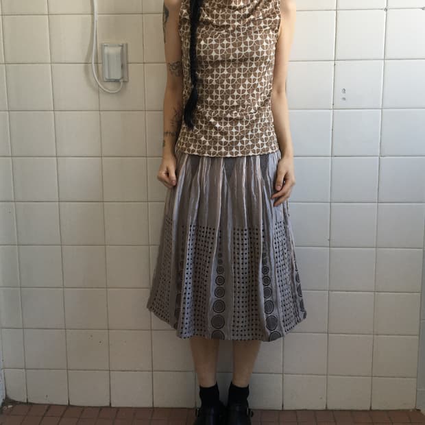 Shirring drape neck pattern sleeveless