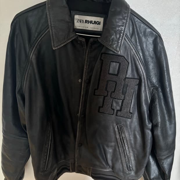 RHUDE ZARA 가죽 바시티 자켓