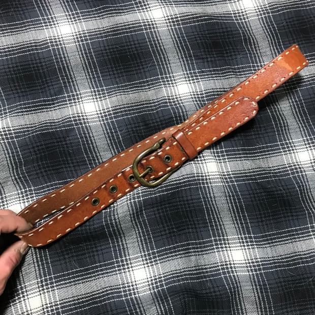 재팬 빈티지 황동장 니들 카라멜 워크 벨트