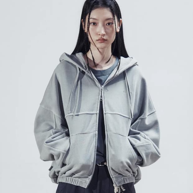 노드랩스 DOUBLE HOODIE ZIP-UP 라이트그레이 (m)