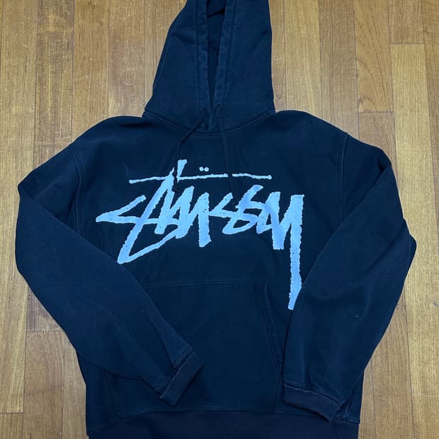 스투시 빅 스탁 후드 블랙 XL 