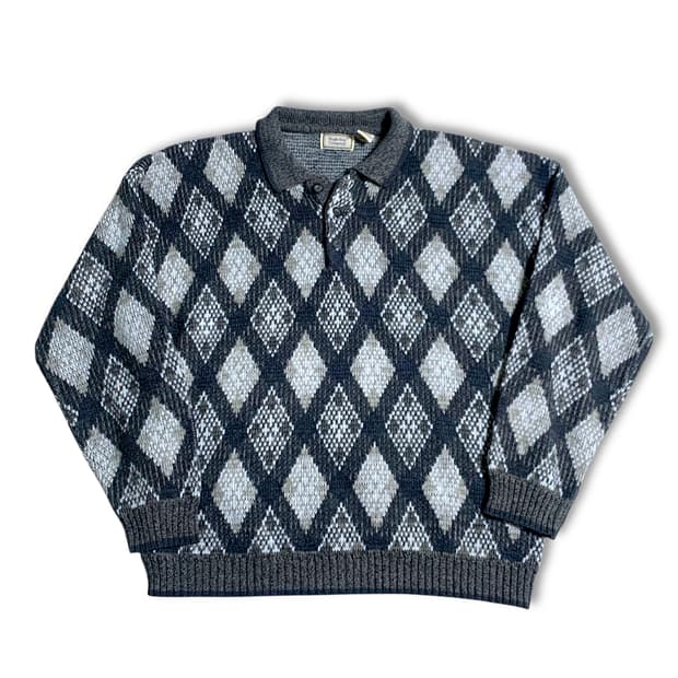 [XL] 90s Bugle Boy Argyle Knit  Sweater