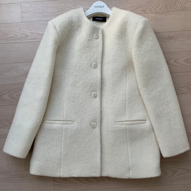 녹섭 알파카 블랜드 하프코트 아이보리(새상품)