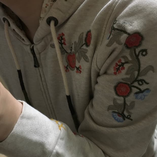 빈티지 자수 후드집업