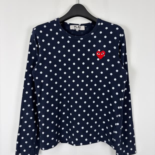 a258) 꼼데가르송 레드와펜 도트 롱슬리브