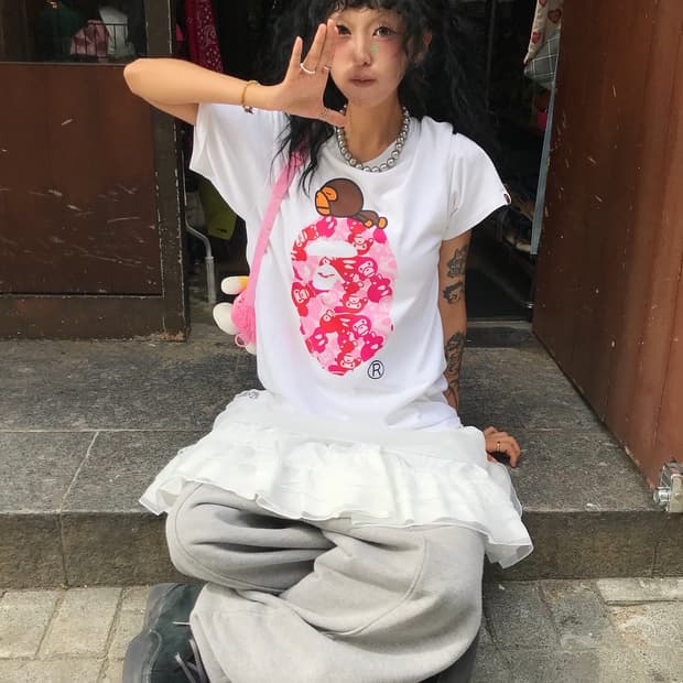 🩷 베이프 카모!!! 베이비마일로 프린팅 반팔 티셔츠 ( 레어 ) 🩷