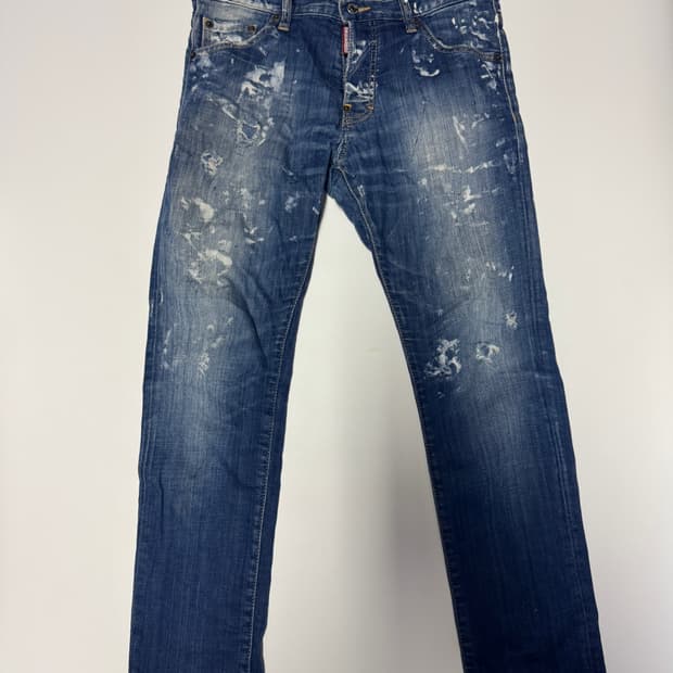 희귀!! 여성 디스퀘어드2 페인트 워싱 버튼 데님팬츠