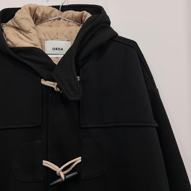 ORDA 이너퀼팅 누빔 울 후드 하프 더플코트