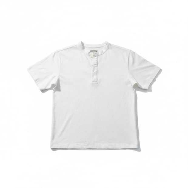 Rugged (러기드 브라운) 빈티지 화이트 헨리넥 반팔