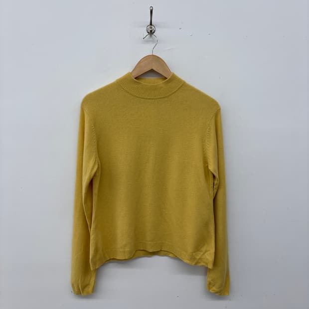 캐시미어100% 옐로우 목넥 스웨터 여m