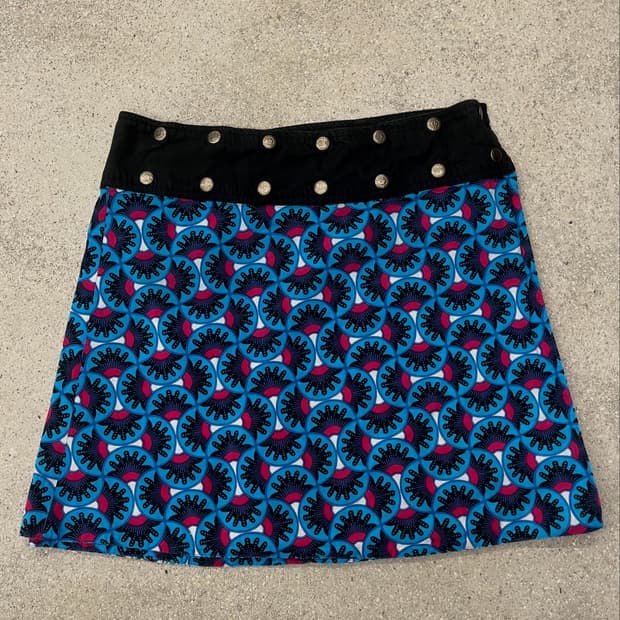 리버시블 패턴 버튼 스커트 
