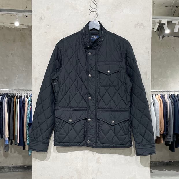 폴로 랄프로렌 블랙 스냅버튼 폴리에스터 퀼팅 자켓