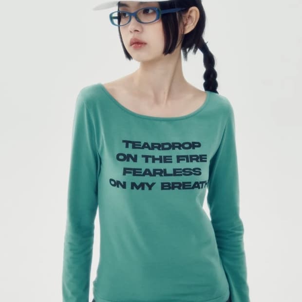 러닝하이 레터링 슬림 L/S 티 [그린]