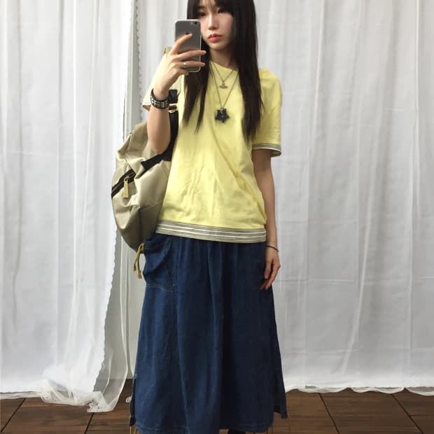 JPN Lemon Layered Stripe Tee