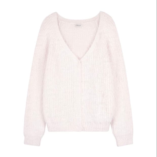 [새상품/택포] 클리시어 슈가플럼 헤어리 가디건 핑크 윈터