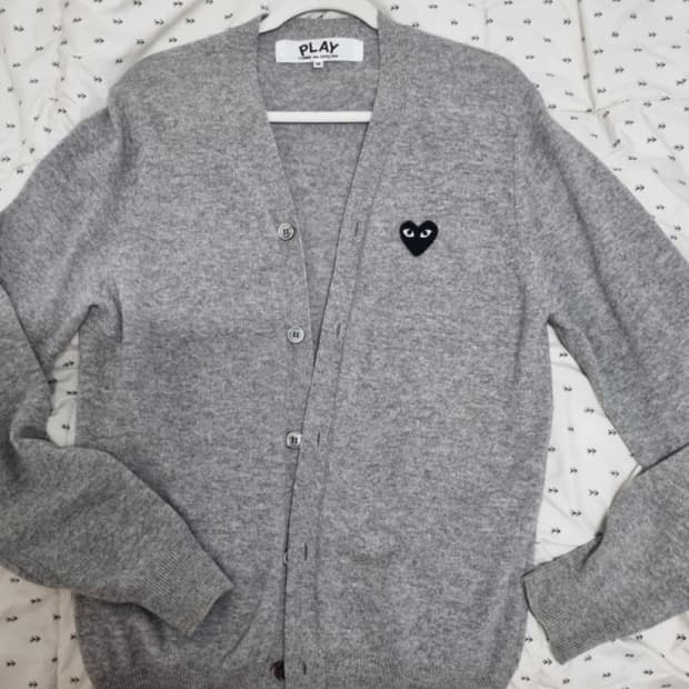 정품 꼼데가르송 M 회색 가디건