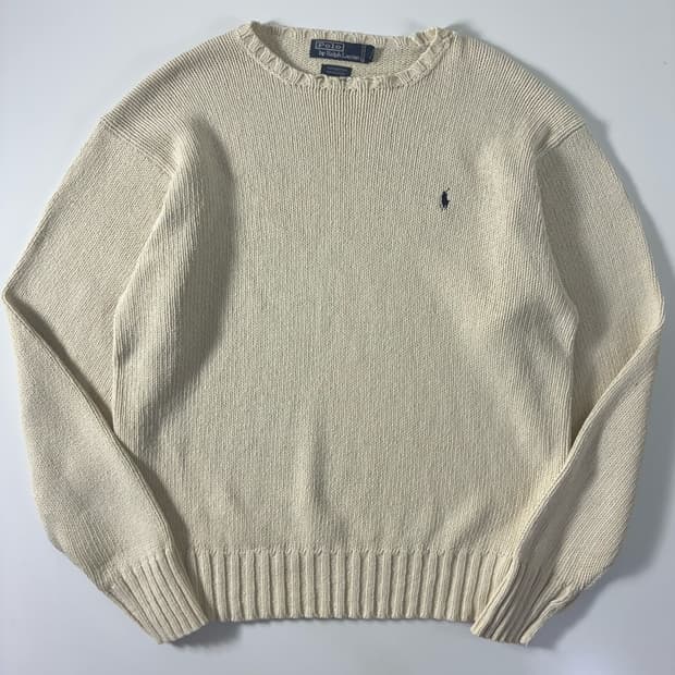 Polo  폴로 랄프로렌 자수 코튼 아이보리 니트  