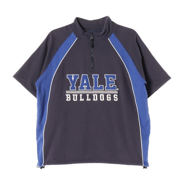 YALE 불독 아치로고 하프 집업 반팔 맨투맨 L