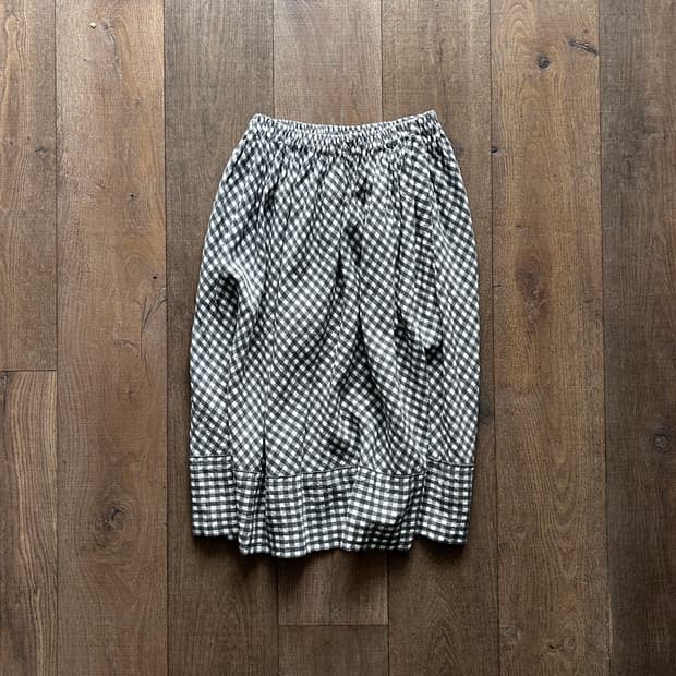 Gingham Check Shirring Skirt