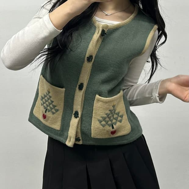 [S] 울리치 크리스마스 트리 니트 베스트