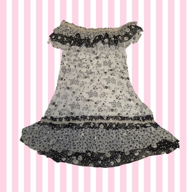 에고이스트 모리걸 갸루 오리엔탈 도트 땡땡이 오프숄더 원피스