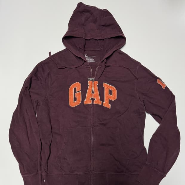 희귀!! GAP 갭 트레이닝 오버핏 버건디 후드집업 L