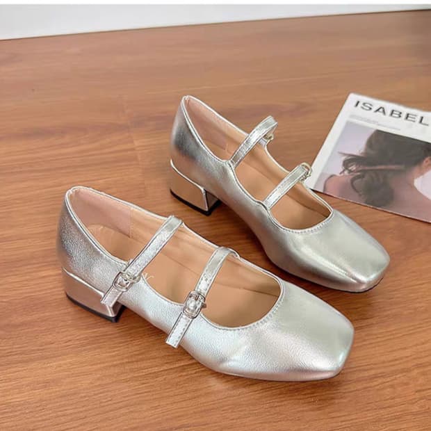 실버 메리제인 플랫슈즈