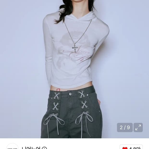 니어노어 SHEER ROSE SLIM HOODIE_IVORY