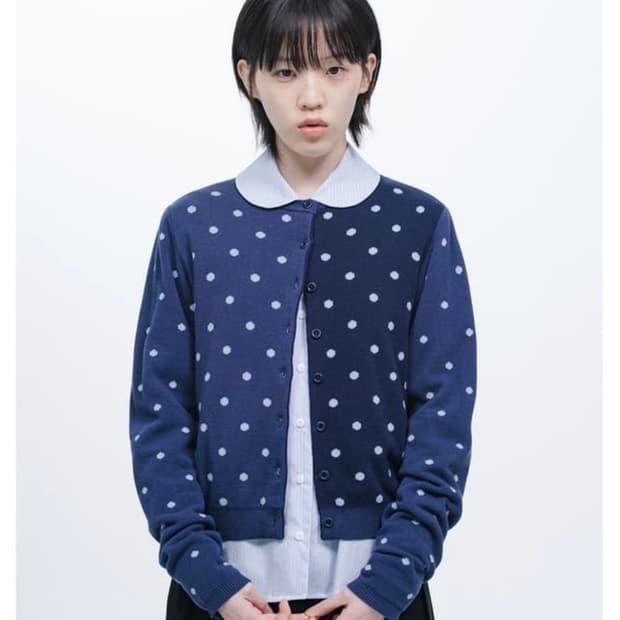 오헤시오 도트 투톤 가디건