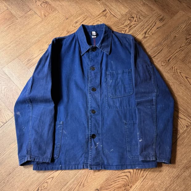 [L]90's 빈티지 페이딩 헤링본 트윌 프렌치 워크자켓