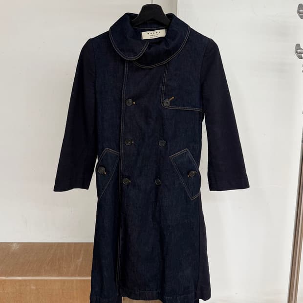 마르니 데님 에디션 라운드넥 코트 