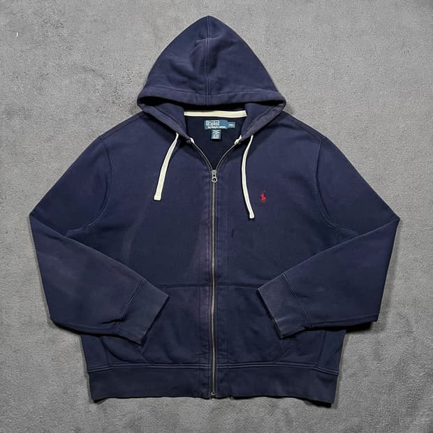 폴로 네이비 후드집업