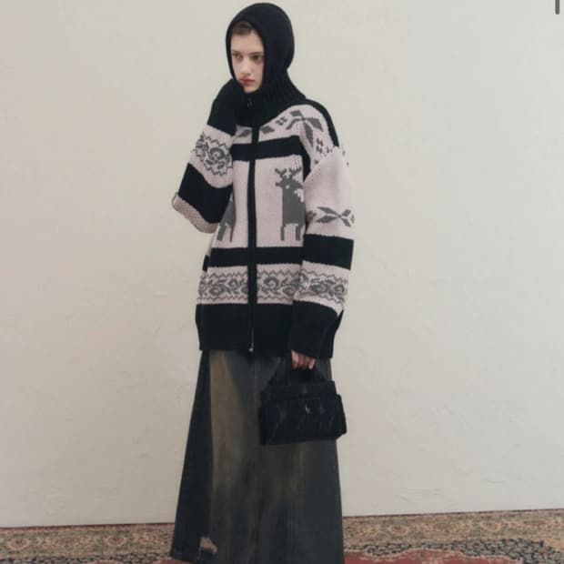 레더리 노르딕 니트 집업