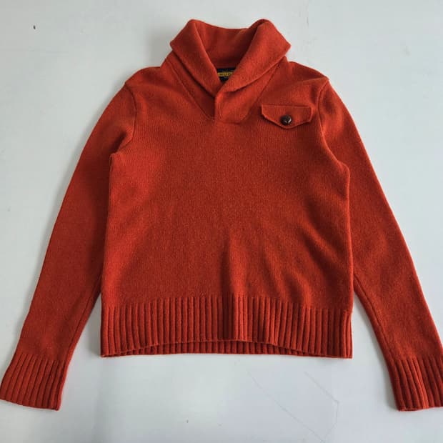 랄프로렌 럭비 숄카라 울 니트 오렌지 S