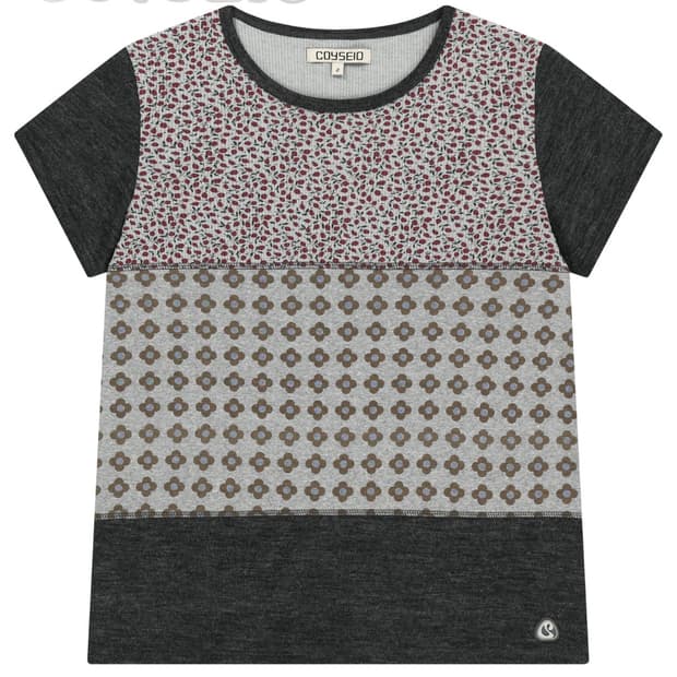 코이세이오 FLOWER PATCHWORK T-SHIRT GREY