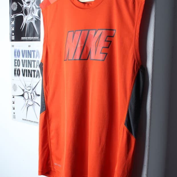 (L-XL) 나이키 반팔 티셔츠 민소매 기능성 오렌지 런닝-H31346