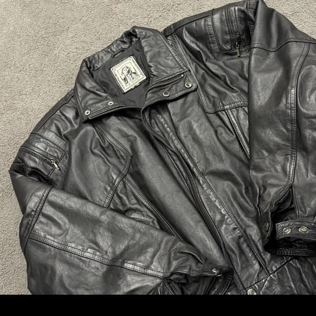 [정품/M]  h.b leather 블랙 가죽 봄버 자켓 c1