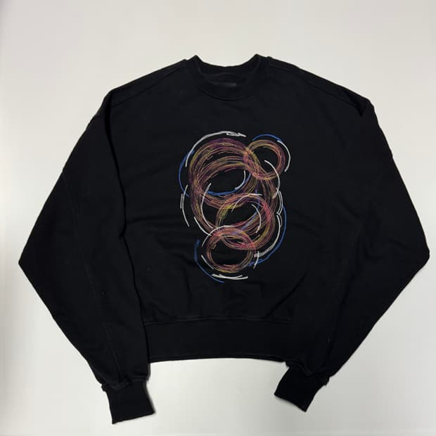 메종미네드 크래프트 로고 오버핏 맨투맨 S 블랙