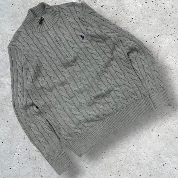 폴로 니트 반 집업 회색