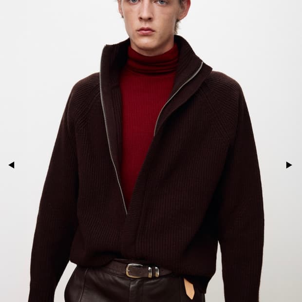 [L]토니웩 슈퍼파인 메리노울 플라켓 집업 니트 브라운