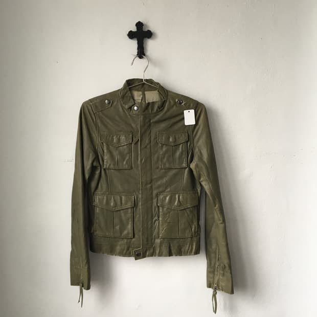 High neck lamb leather jacket