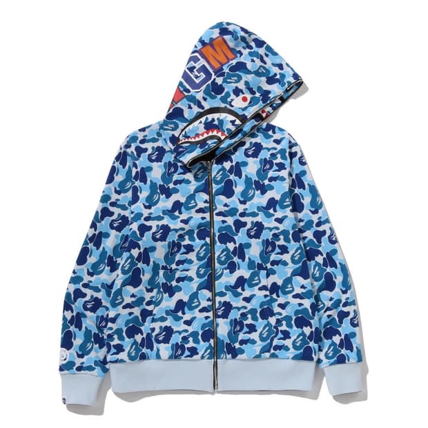베이프 카모 리버시블 샤크 집업 후드 블루 3XL