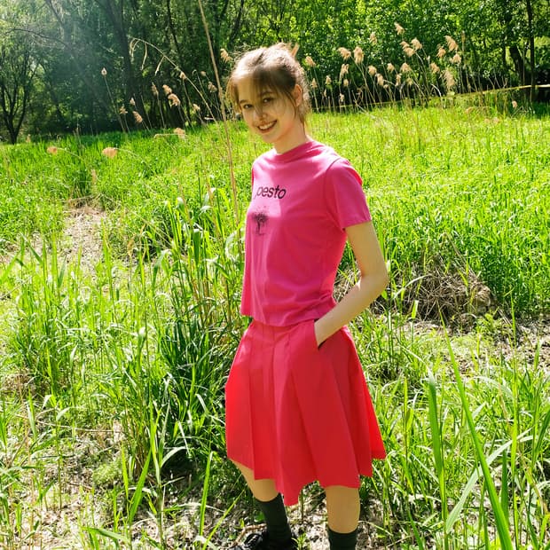 [페스토] 플리츠 미디 스커트 (HOTCANDY)