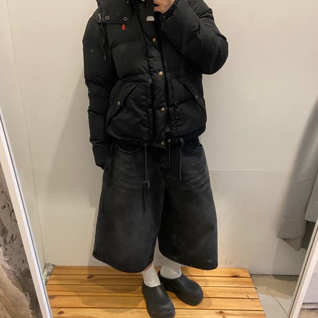 폴로랄프로렌 레드 포니 여성용 블랙 덕 다운 후드패딩