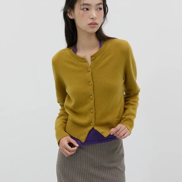 미치코런던 메리노 울 니트 가디건 올리브