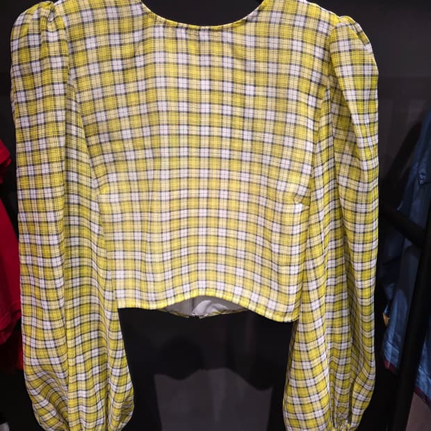 Ganni 체크 엘로우 블라우스