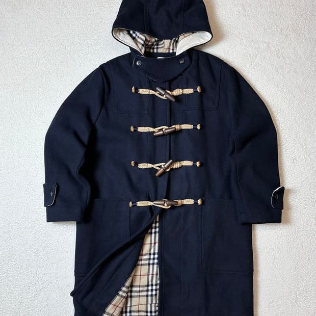 DOVER 안감 오버핏 체크 울 더플 코트 PN7201